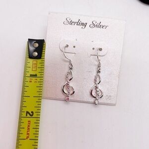 NWT Sterling Silver Cubic Zirconia Music Notes Dangle Earrings